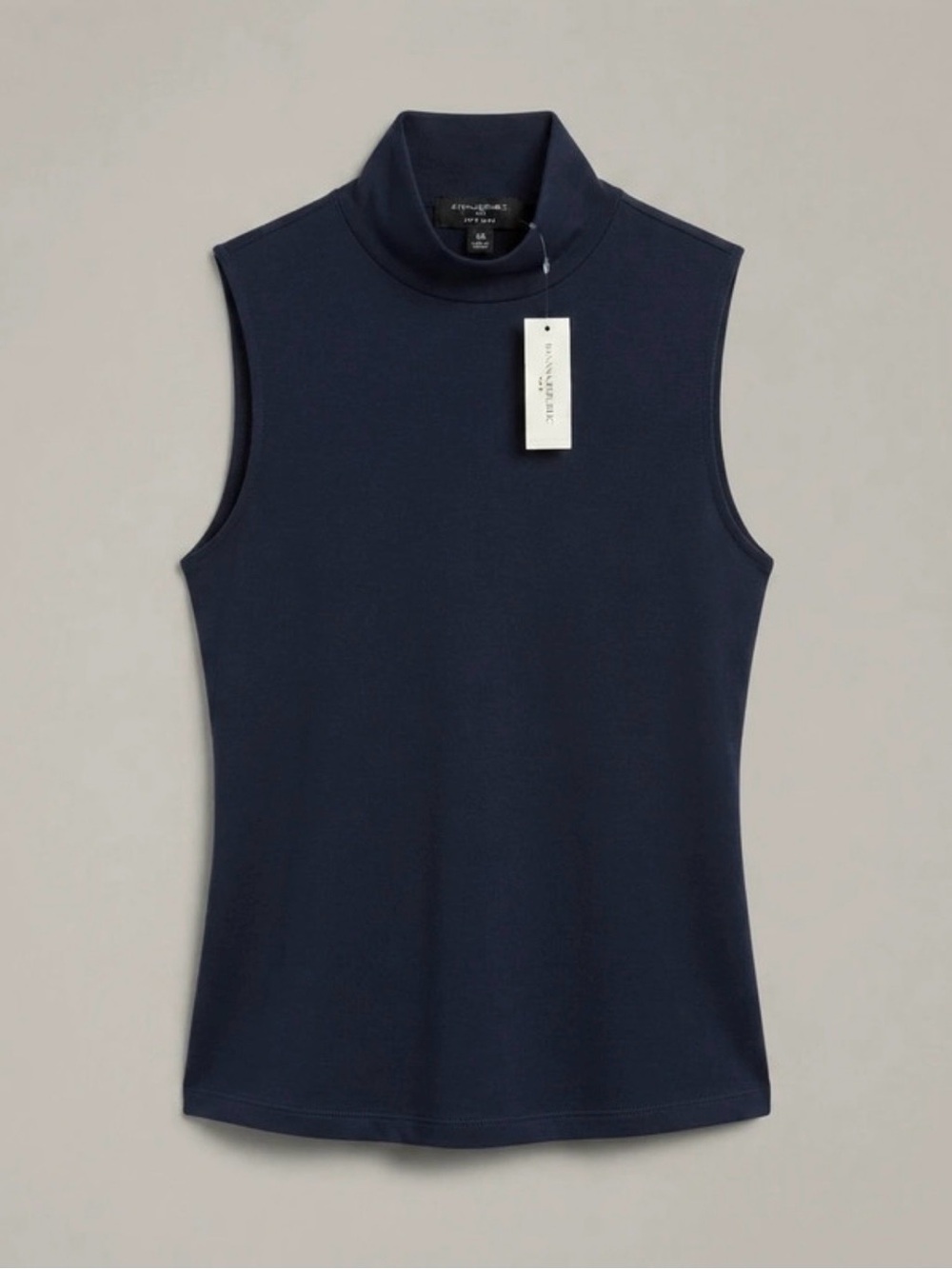 Sleeveless Soft Luxe Turtleneck Top - Banana Republic Navy